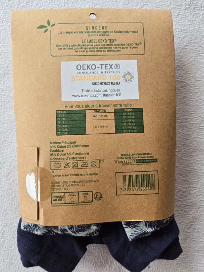 3 boxers taille 6/XXL bleu et gris marque Sincère Label Oeko-Tex - photo numéro 2