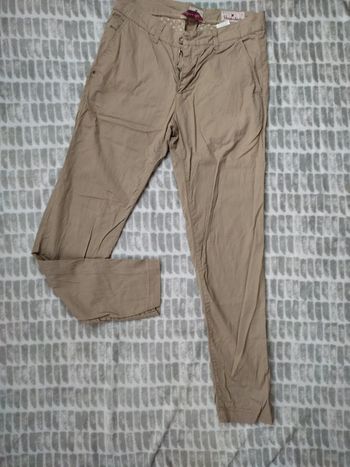 Pantalon droit ajusté à pinces beige motif taille haute Hermitage taille 42