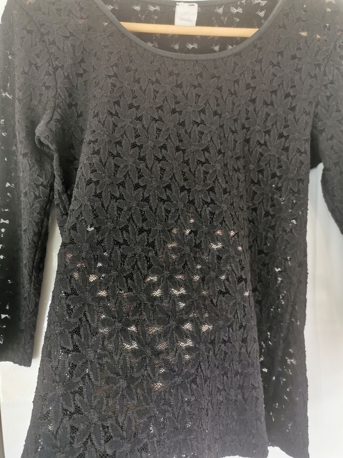 Blouse noire ajourée Camaïeu t38 - photo numéro 2
