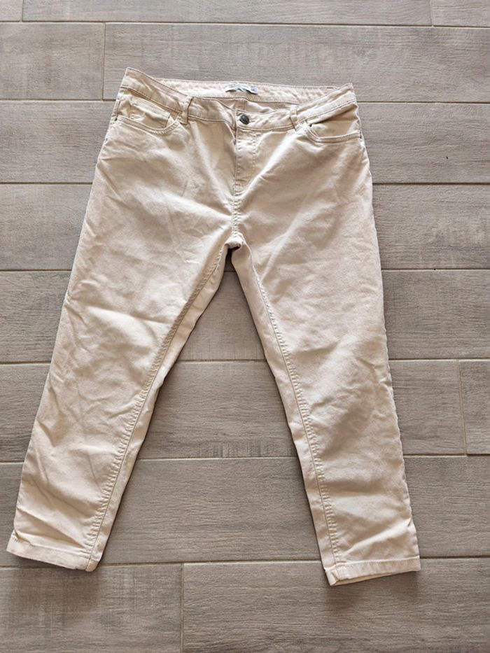 Pantalon court 7/8eme Pantacourt beige taille 44 Fashion private company women très bon état