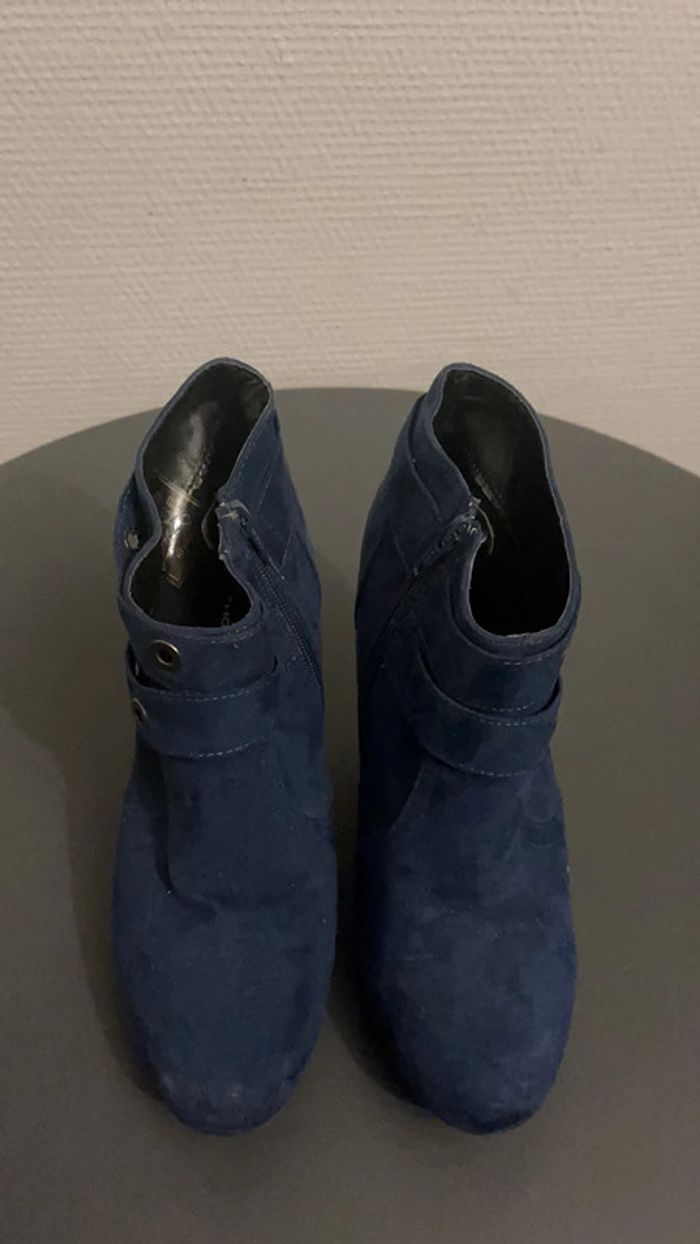 Élégantes bottines bleue marine façon daim 38 - photo numéro 3