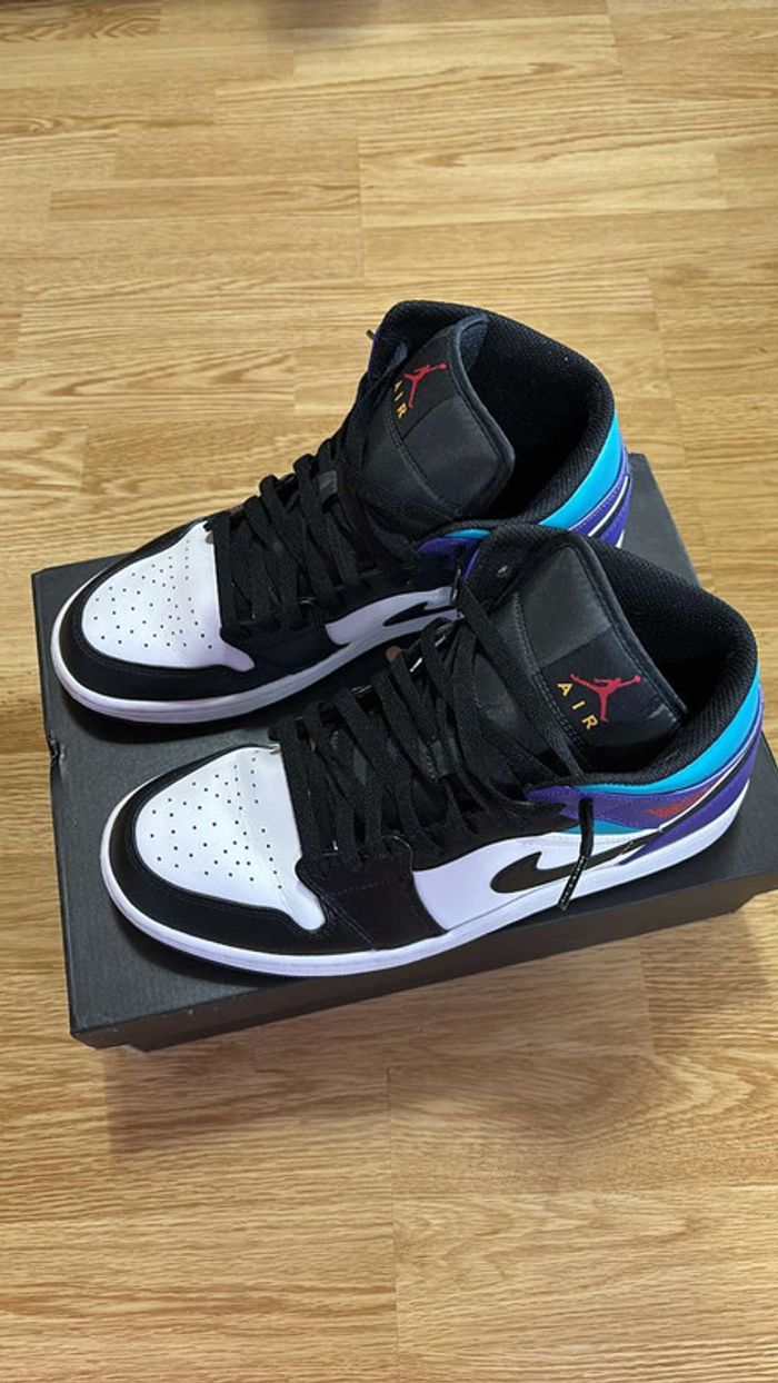 Baskets Air Jordan 1 Aqua Violet Cyan - photo numéro 6