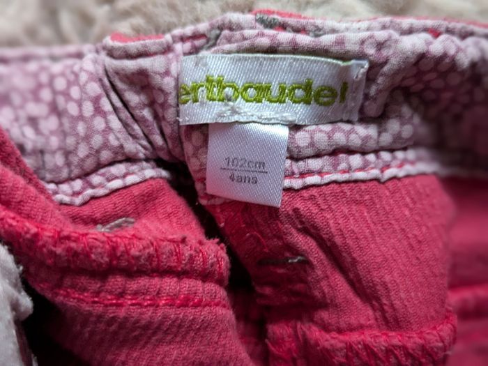 Pantalon hiver réglable velours fille 4 ans - photo numéro 4