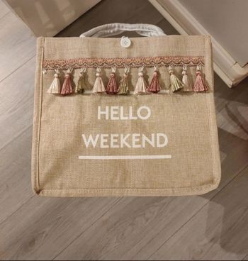 Sac de jute neuf hello weekend