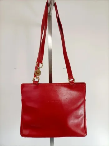 Sac à main rouge en cuir rouge Lancel été vintage