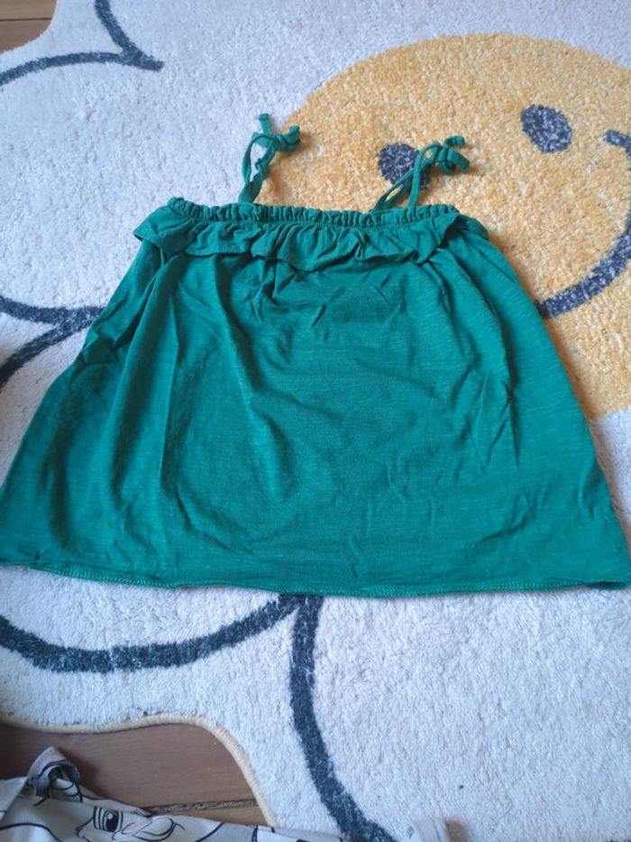 Débardeur volants vert canard tao 6 ans