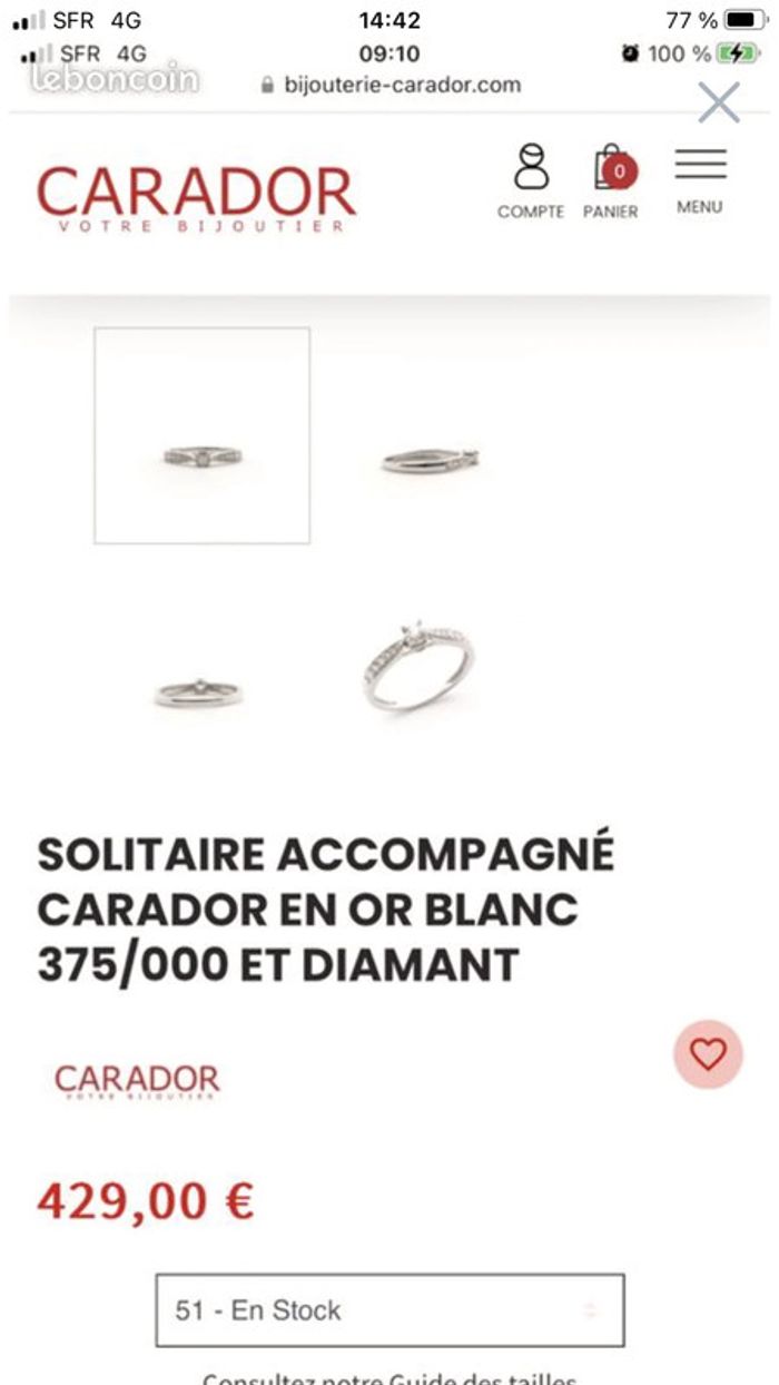 Solitaire en or blanc 9 carats  et diamants  💍 - photo numéro 5