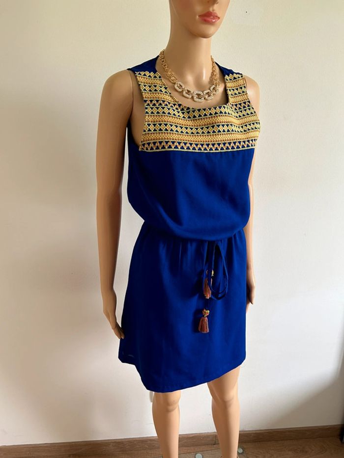 Robe bleue et jaune sans manches Morgan taille 40 TBE - photo numéro 2