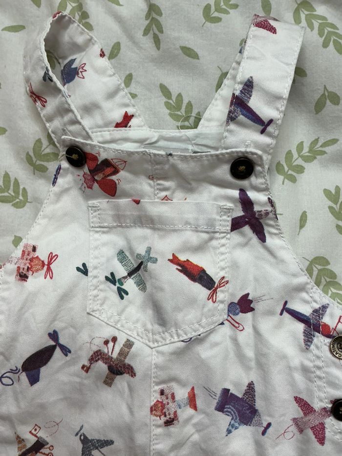 salopette short blanc motifs colorés 6 mois pressions entre les jambes catimini - photo numéro 5
