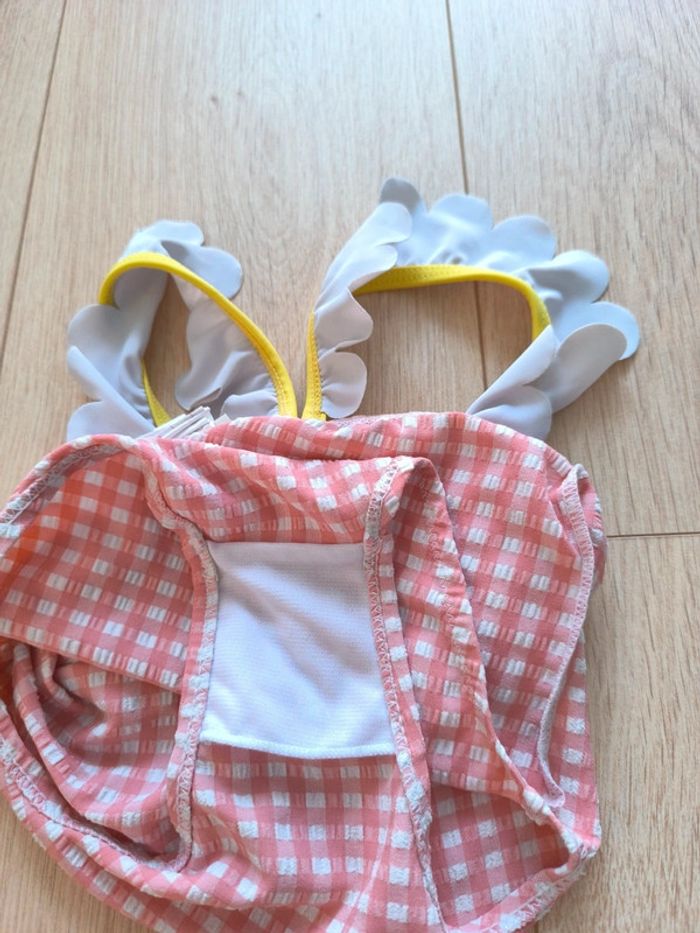 Maillot de bain une pièce bébé fille rose et blanc à carreaux DPAM 24 mois 86cm - photo numéro 4