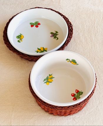 Lot 2 Bol et plat saladier en céramique avec panier