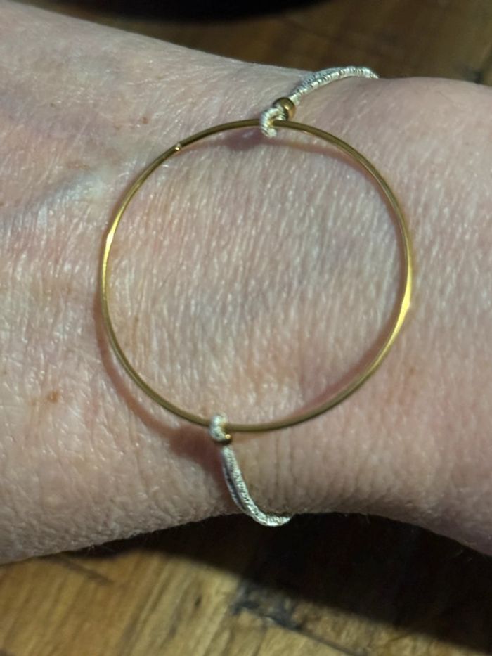 Bracelet cordon doré pailleté réglable cercle fils xl acier inoxydable or habaha Paris - photo numéro 4