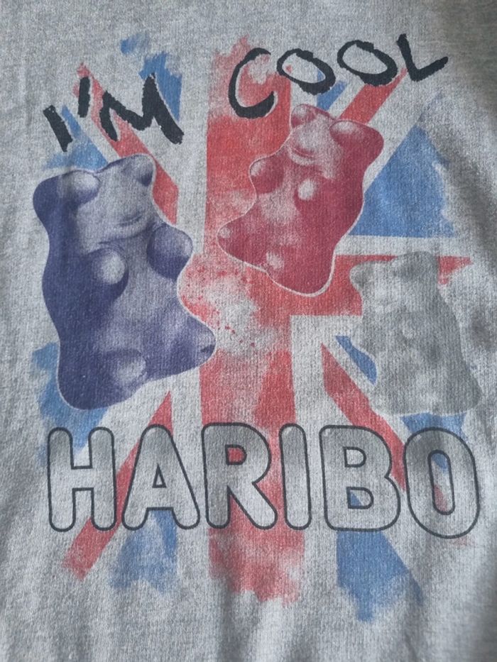 Sweat à capuche original unisexe - Taille L / 40 - Haribo - Gris floqué Haribo - photo numéro 11