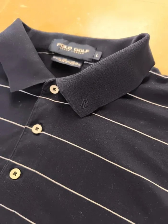 Polo Ralph Lauren homme taille L golf pima excellent état sauf petit trou au dos - marine logo col - photo numéro 3