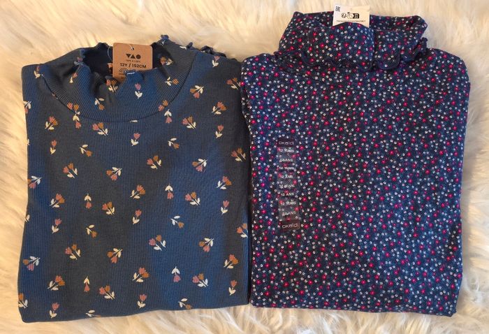 (Neufs non portés) 🤩🥰 teeshirts ml col montants 12 ans fille 🥰🤩 - photo numéro 2