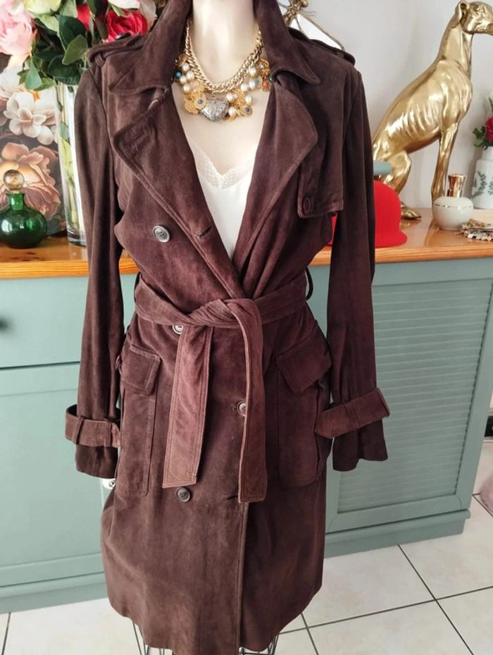 🍫 Trench En Daim Couleur Chocolat Kookaï T38/40🍫 - photo numéro 17