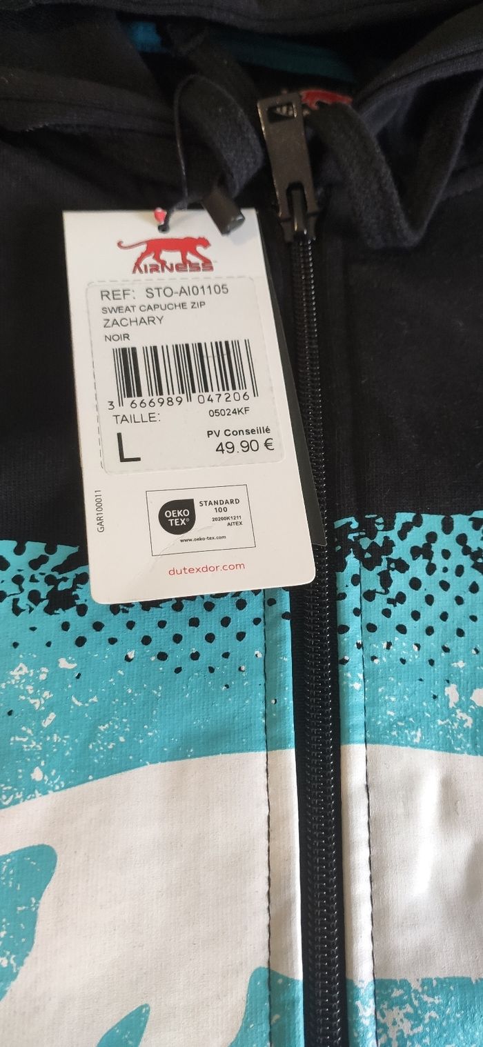 Gilet zippé homme à capuche homme taille L neuf Airness. Prix d'achat 50€ - photo numéro 3