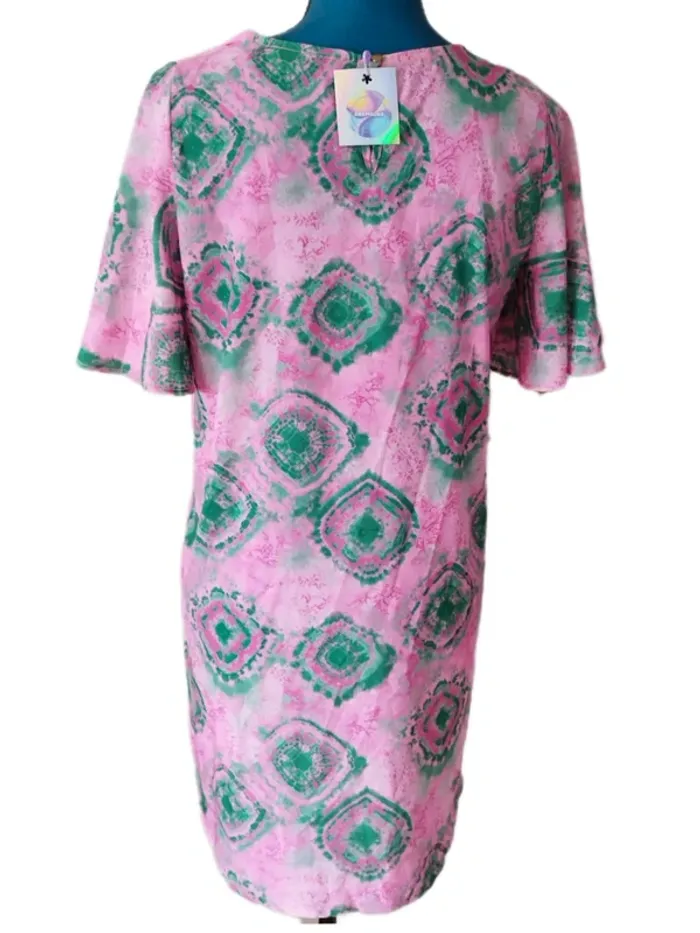 Robe tunique Tie and Dye rose et verte - photo numéro 7