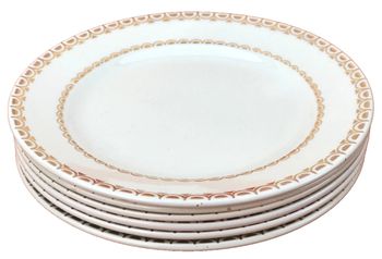 Années 1950 6 assiettes à Fromage / Dessert Faïence décor frise or