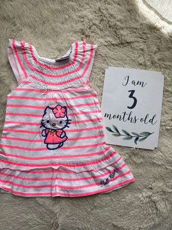 Robe à rayure rose hello kitty 3 mois dress pink