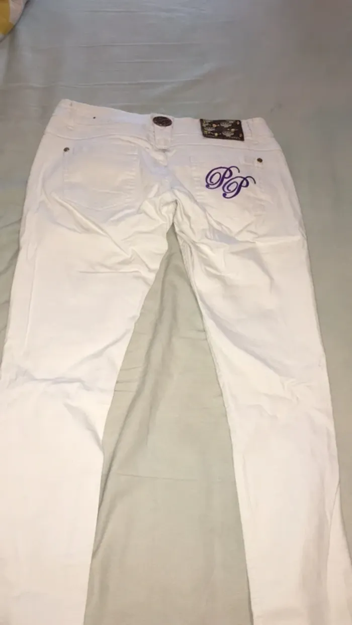 Jean / pantalon slim blanc - photo numéro 8