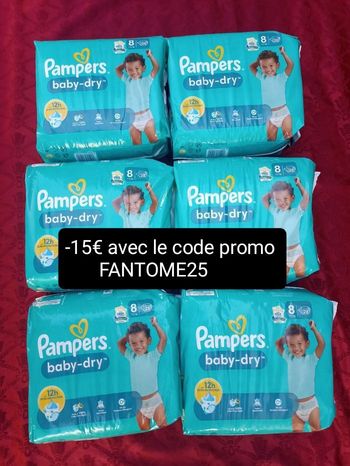 Six paquets de couches Pampers T8 taille 8