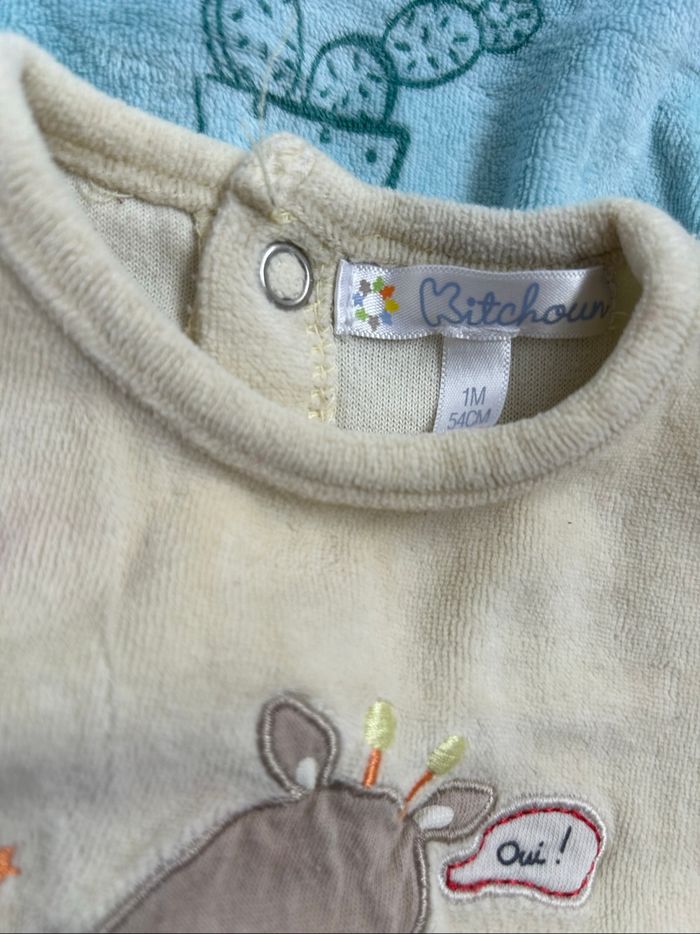 Lot de 6 pyjamas 1 pièces en velours bébé garçon 1 mois - photo numéro 3