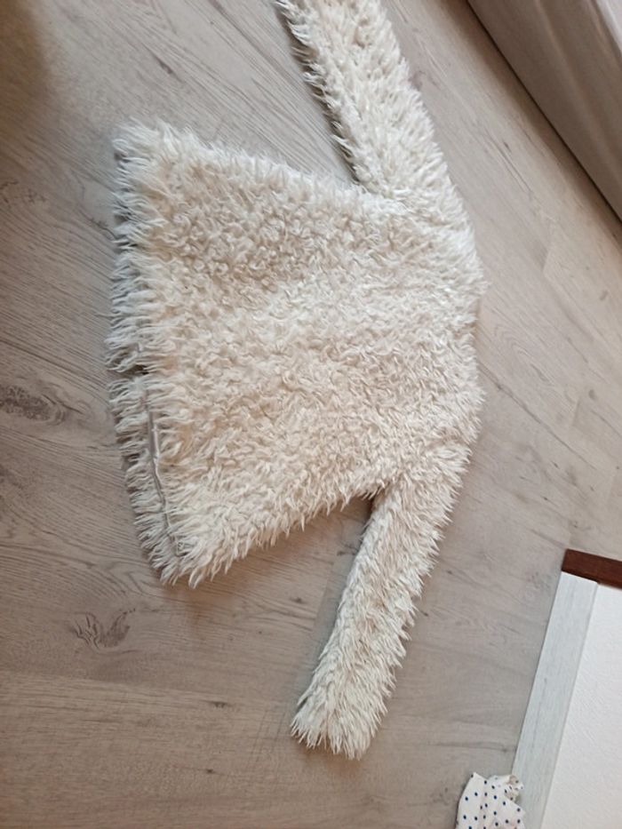 Veste Gilet 8 ans écru crème ille effet poilu fermeture éclair - photo numéro 13