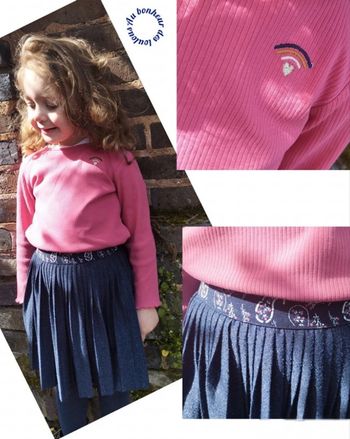 4 ans ensemble tape a l'oeil teeshirt et jupe