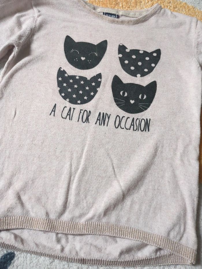 Pull fin beige rosé chat 5 ans - photo numéro 2