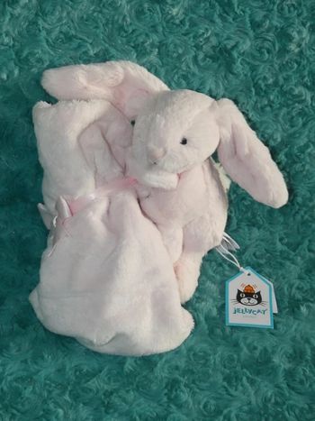 Doudou lapin rose blanc couverture Jellycat 🐰Neuf
