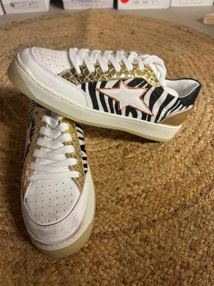 Baskets femme Findlay taille 40 dorées à zébrés avec étoile