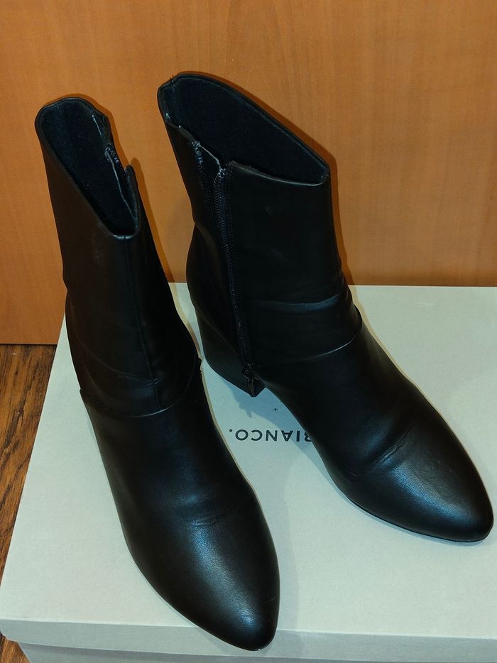 Bottines noires à talons carrés BIANCO - photo numéro 3
