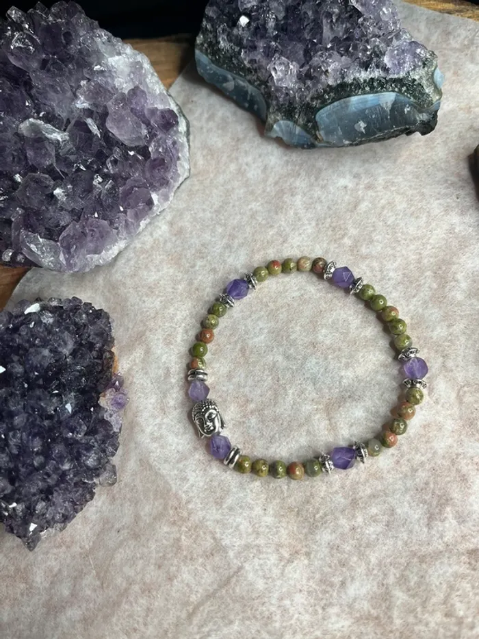 Bracelet en Améthyste et Unakite - photo numéro 3