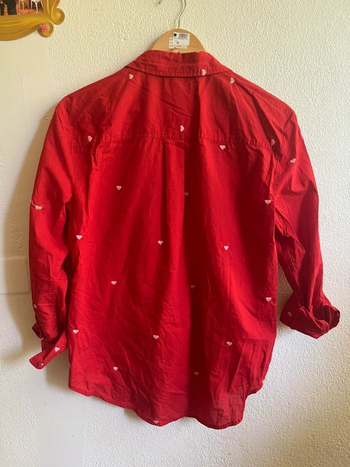 Chemise rouge cœurs roses en coton taille S - photo numéro 6