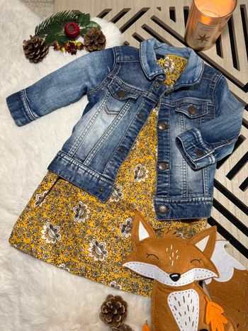 Ensemble robe été fleurie & veste bebe 6 mois 