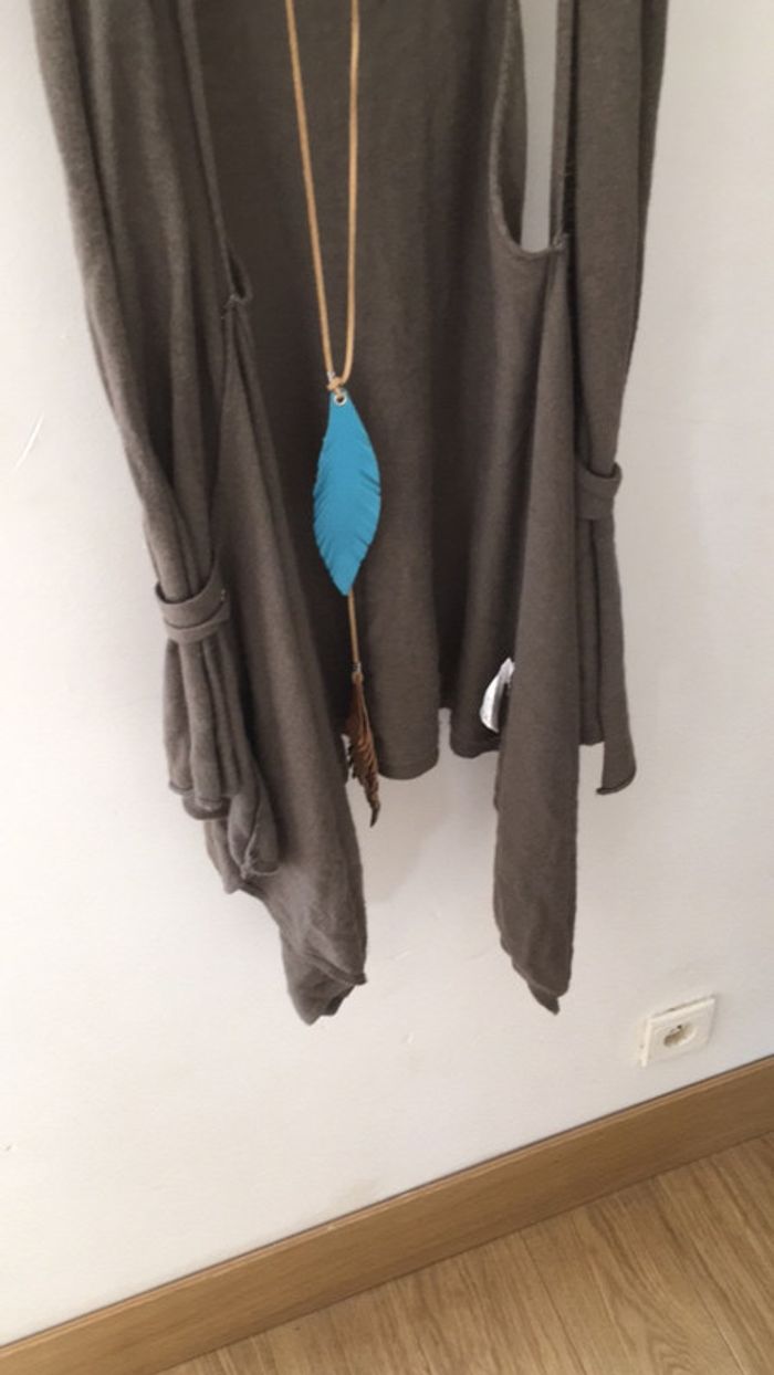 Gilet sans manche tout doux cashmire taille unique beige/kaki/marron - photo numéro 4