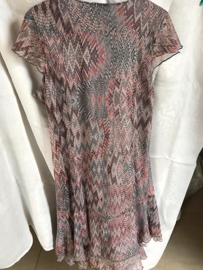 #Robe #voile #doublée #Armand Thiery #rose #gris #corail #38 #40 - photo numéro 2