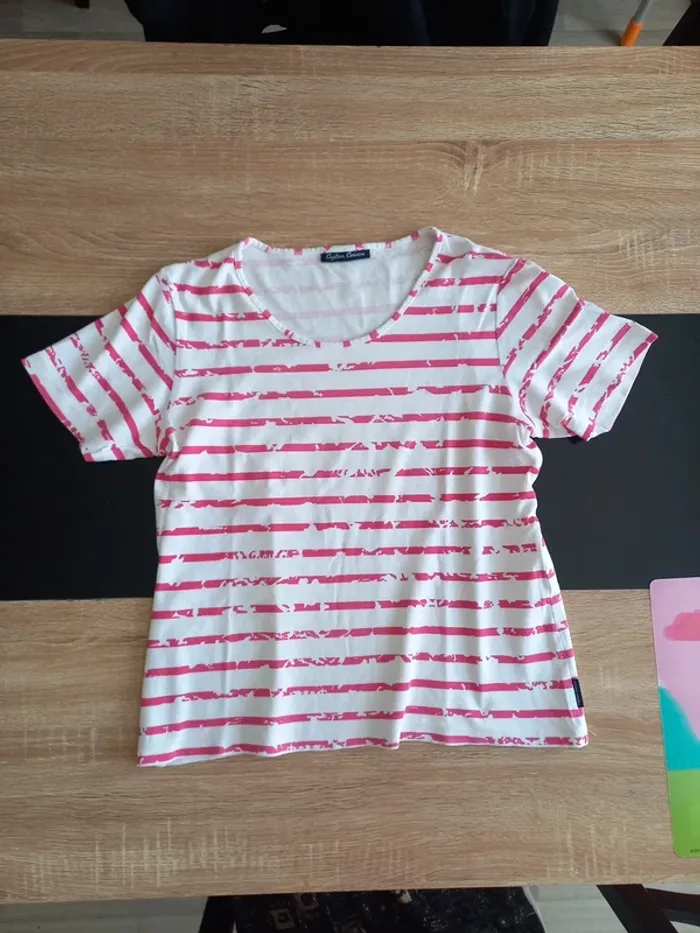 Tee-shirt blanc et rose Femme T.M/L - photo numéro 2