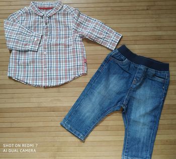 Obaïbi ensemble chemise carreaux Jean 6 mois