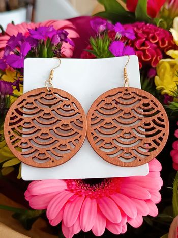Boucles d'oreilles rondes bois