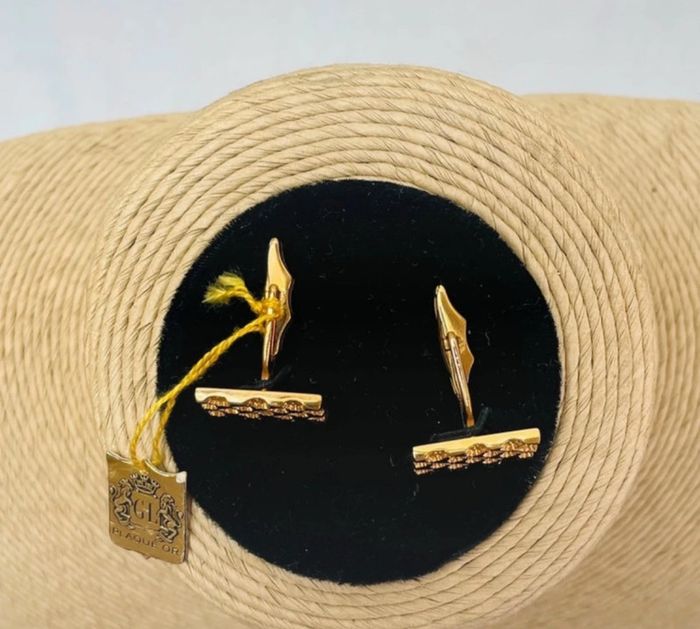 🔥 Boutons de manchettes chic vintage . Neuf. Plaqué or. - photo numéro 12