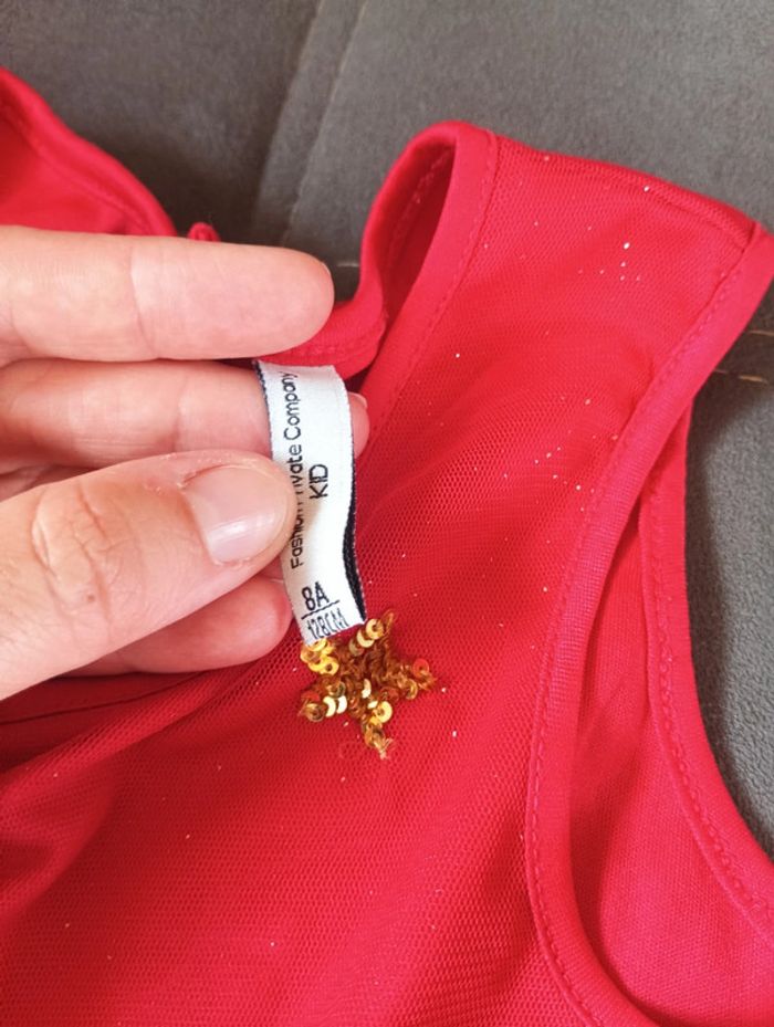 Robe de fête soirée anniversaire mariage Noël Fille 8 ans étoiles tulle paillettes Fpc - photo numéro 2