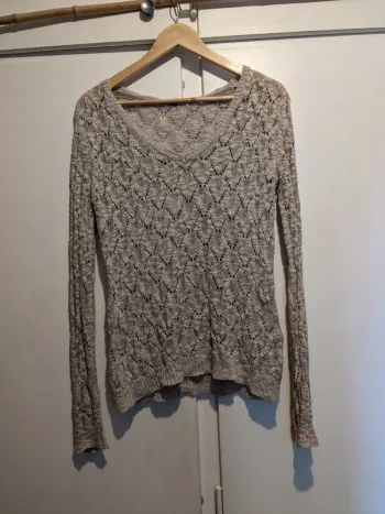 Pull fin moulant Pimkie - gris/beige effet crochet