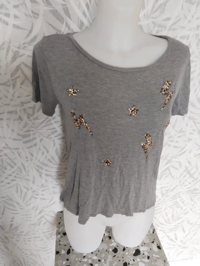 Joli haut crop top femme taille M/L 38 40 marque Promod - photo numéro 2