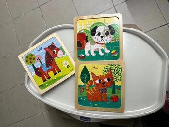 Lot de 3 puzzles bois janod 9 pièces
