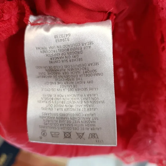 Tshirt guipure dentelle épaisse opaque rouge corail vif florale A160 - photo numéro 6