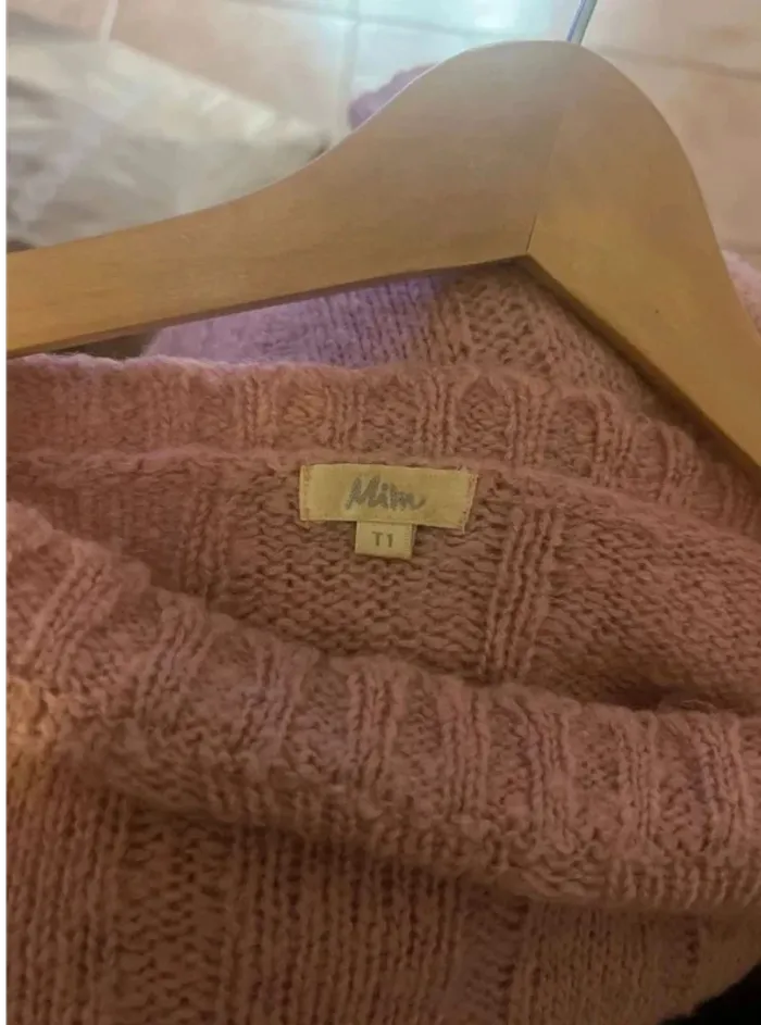 Très  beau  Pull  vintage Mim  rose  pale -  taille 1 - photo numéro 2