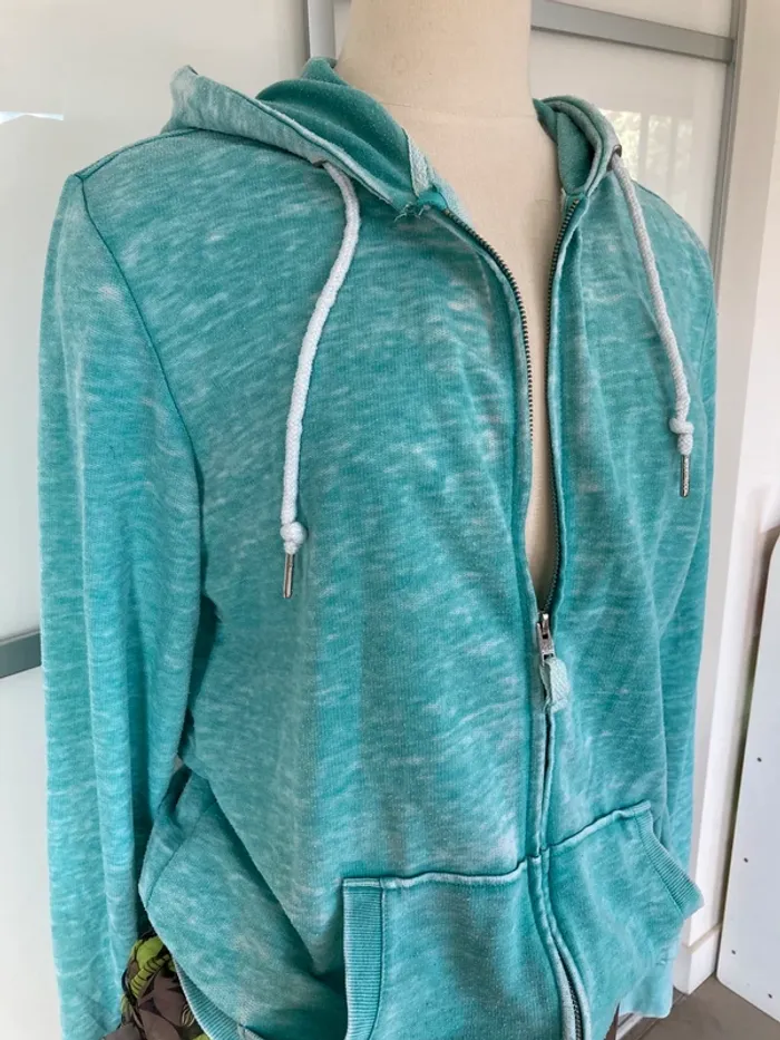 Sweat gilet à capuche vert d’eau Alcott&co L - photo numéro 2