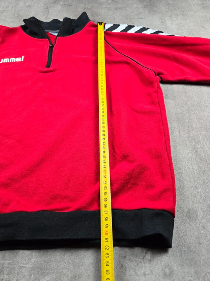 Sweat Hummel Rouge Vintage 90s col camioneur full zip Sportwear Unisexe Chevron Rétro taille L - photo numéro 10